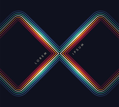 Colorful stylized line art with space for text. Retro-style background. Abstract curved ribbons. Glow effect. Vector for brochure, poster, cover, card, banner, presentation, diary, notebook or notepad