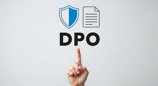 Data Protection Officer DPO Symbol with Shield and Document Icon.