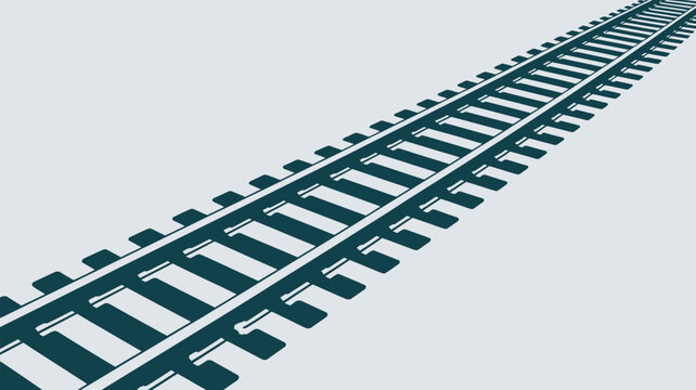 A pair of railroad tracks stretching into the distance on a plain background