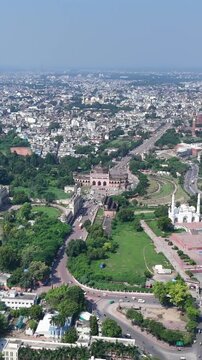 Vertical Aerial View of Rumi Darwaza in Lucknow India