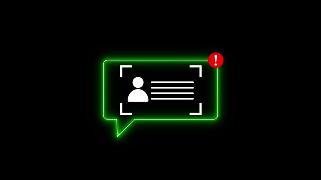 KYC verification failed concept with loop animation on black background. Motion graphic animation of User information . KYC process verified concept.