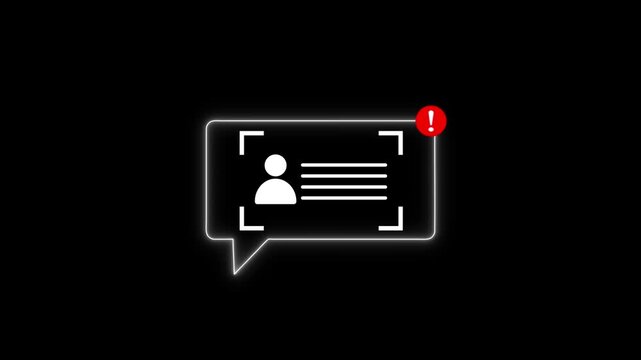 KYC verification failed concept with loop animation on black background. Motion graphic animation of User information . KYC process verified concept.