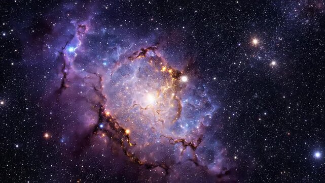 Vibrant cosmic nebula glowing with bright stars and interstellar gas clouds deep space exploration astronomy science