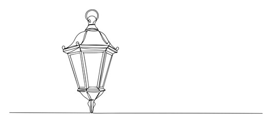 vintage lantern lamp monoline vector drawing © Wieslaw