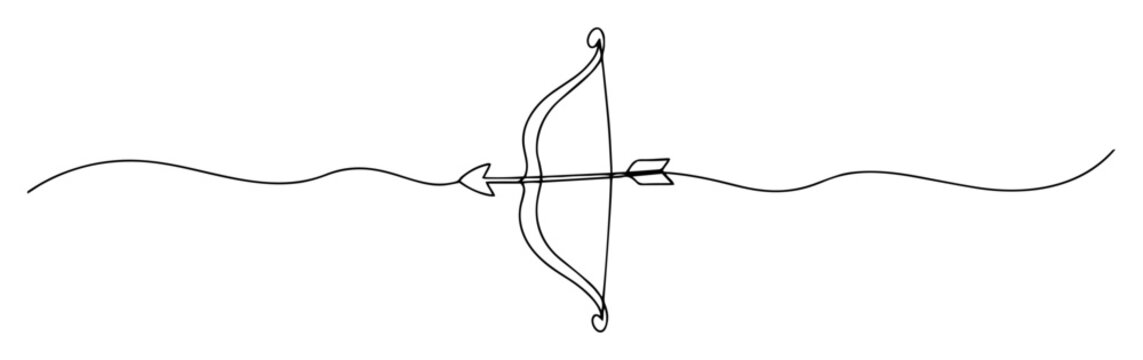 cupid bow with arrow oneline sketch vector