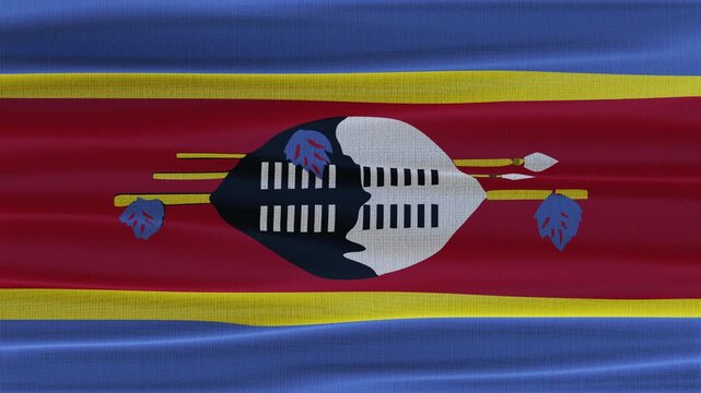 Swaziland flag waving in the wind with high quality fabric texture