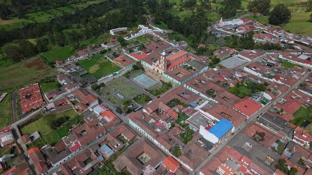 El Cocuy aerial view, vibrant village, homes, nature, Double Church