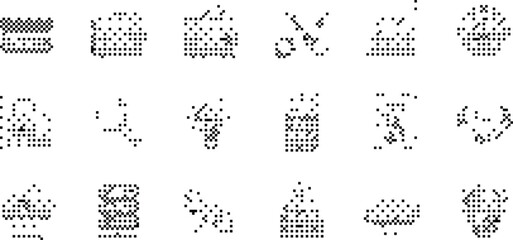 Abstract Shapes Pixelated Bitmap Halftone Dotted Dither Vector Graphics Pattern Background Texture Overlay Icon Illustration © Lonetiger