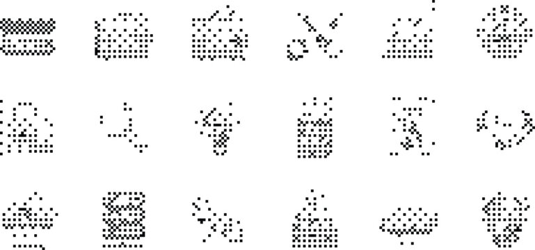 Abstract Shapes Pixelated Bitmap Halftone Dotted Dither Vector Graphics Pattern Background Texture Overlay Icon Illustration