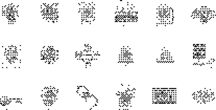 Pixelated Bitmap Halftone Dotted Dither Pattern Background Texture Overlay Graphic Element Vector Illustration