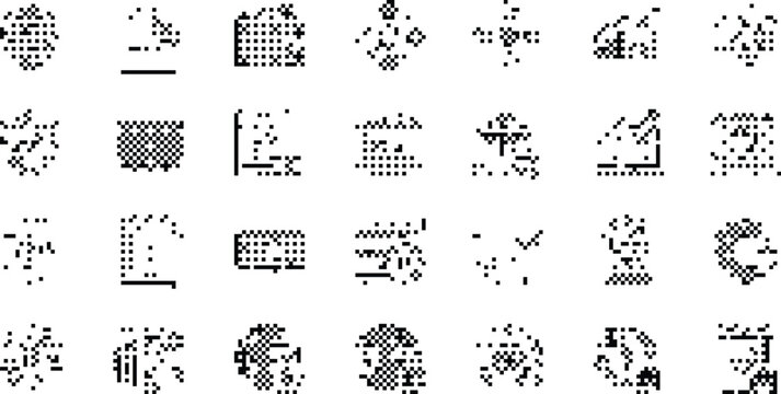 Abstract Dotted Halftone Pixelated Bitmap Dither Pattern Vector Icon Set