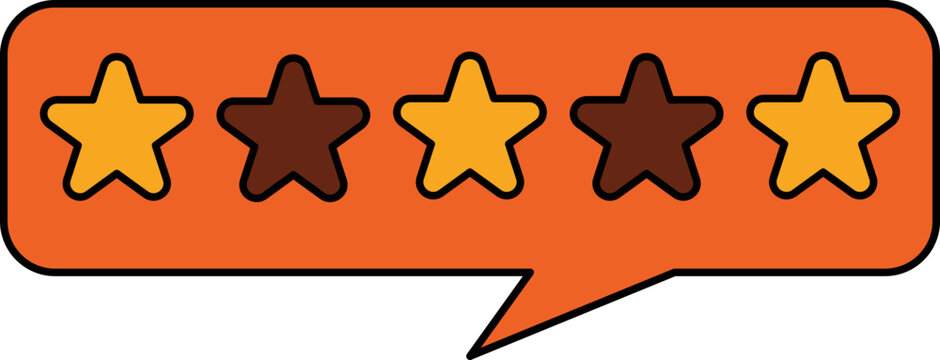 orange speech bubble with star ratings