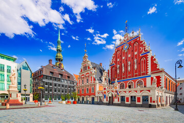 Fototapeta premium Riga, Latvia. Old Town Hall Square, Baltic Countries.