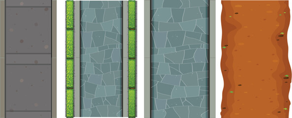 Isometric top down view of various pedestrian walkway surface materials vector © Buddhadeb