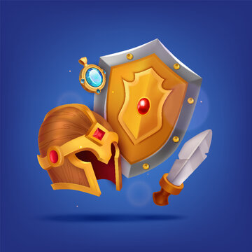 Fantasy Armor Set with Helmet, Shield and Sword