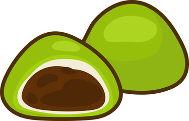 Matcha mochi duo Japanese dessert clipart © OneyWhyStudio