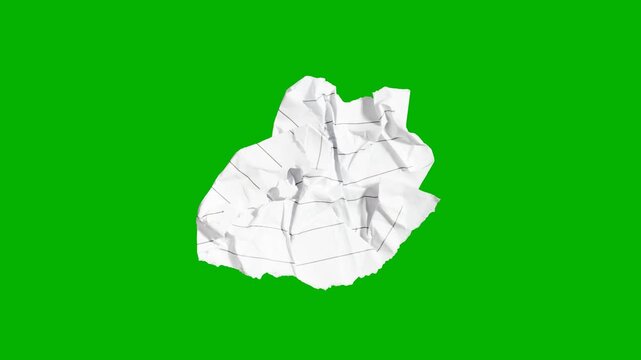 Crumpled stop-motion white paper folding and unfolding transitions, crumpled paper is perfect for motion design or background animations.