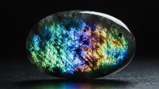 Close-up of Iridescent Mineral Surface with Swirling Colors