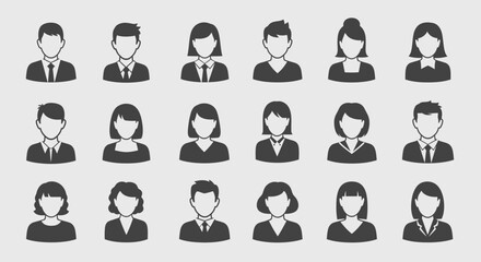 Obraz premium Diverse Business People Avatars, Professional Icons Set, User Profile Icons