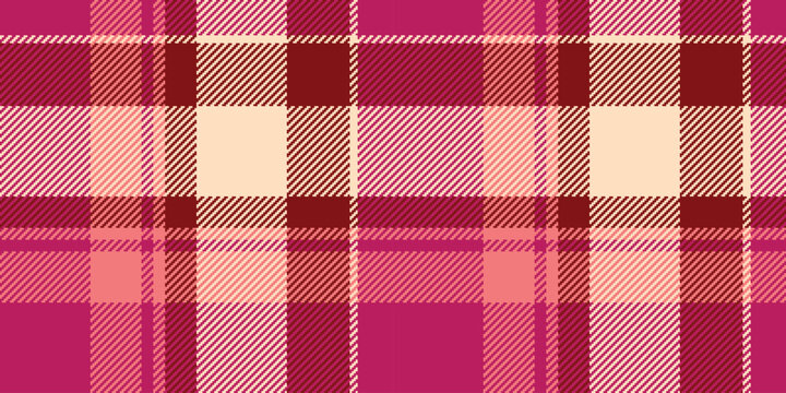Nostalgia texture check seamless, brazil textile background plaid. Textured pattern vector fabric tartan in pink and bisque colors.