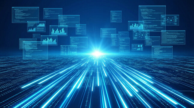 Digital Highway of Innovation: A dynamic display of interconnected data streams and evolving technological landscapes, illustrating the essence of innovation and progress.