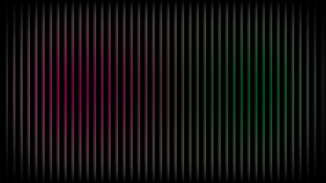 Retro CRT scanline texture with vertical lines, vintage television screen effect, dark digital background with purple and green glow