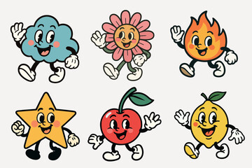Obraz premium Colorful cartoon character icons vector element set