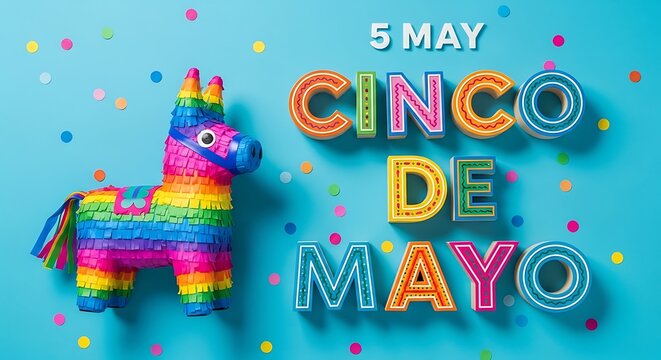 Festive 5 may cinco de mayo celebration colorful pi ata and vibrant typography