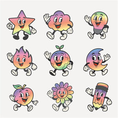 Obraz premium Colorful cartoon character icons vector element set