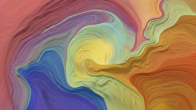 An abstract, textured artwork of layered colors that appear as flowing, layered paint strokes