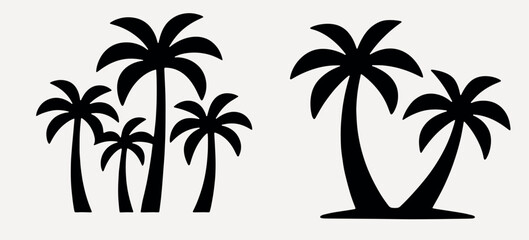 Obraz premium Silhouetted palm tree illustrations vector set