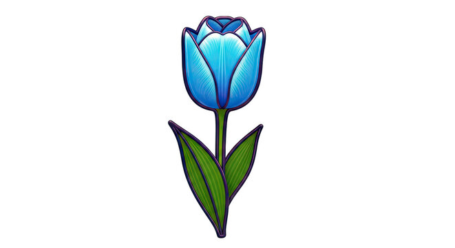 Vibrant Blue Tulip Illustration