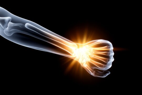 Detailed Side Angle View of Humerus Bone with Light Rays Emphasizing Structure and Strength