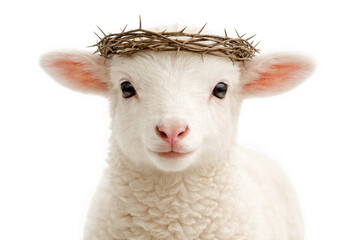Obraz premium lamb with crown of thorns portrait on transparent background