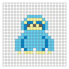 Obraz premium A flat pixel design made of geometric square color blocks on a clean grid layout. Pixel art sloth