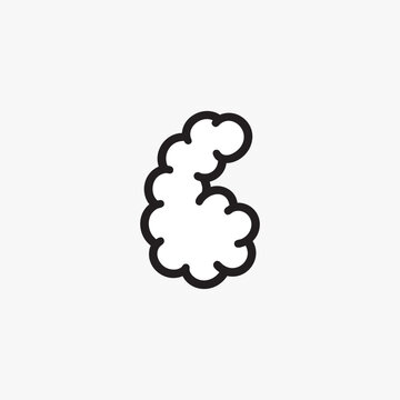 Cloud-shaped number six illustration vector