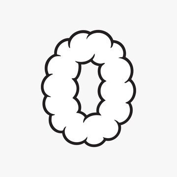 Cloud-shaped zero outline illustration vector