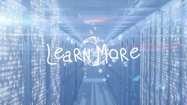 Animation of globe and learn more over servers