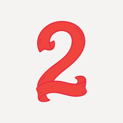 Fototapeta premium Bold red number two illustration vector