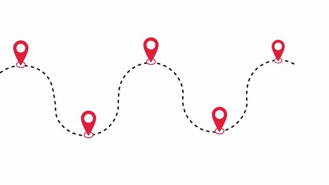 Business roadmap and timeline with location pins on transparent background for strategic planning