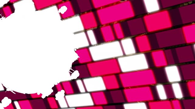 Animation of white abstract pattern over illuminated brick shaped lights