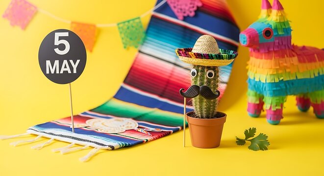 Cinco de mayo celebration vibrant 5 may decorations with mexican fiesta elements
