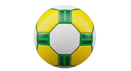 Fototapeta premium A vibrant soccer ball with green and yellow pentagonal patterns isolated on transparent background png