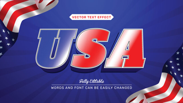 usa united state of america flag in text editable text effect
