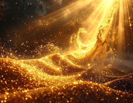 Enchanting Golden Nebula with Celestial Being.