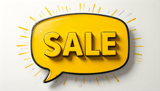 Big Sale Promotion Banner with Comic Style Speech Bubble &ndash; Bright Yellow Background Burst, Discount Offer Advertisement Design, Eye Catching Marketing Poster, High Resolution Graphic