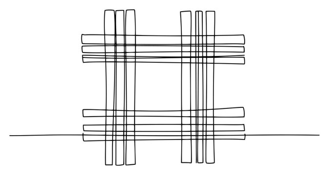 Tartan plaid pattern design for fabric in continuous line art style