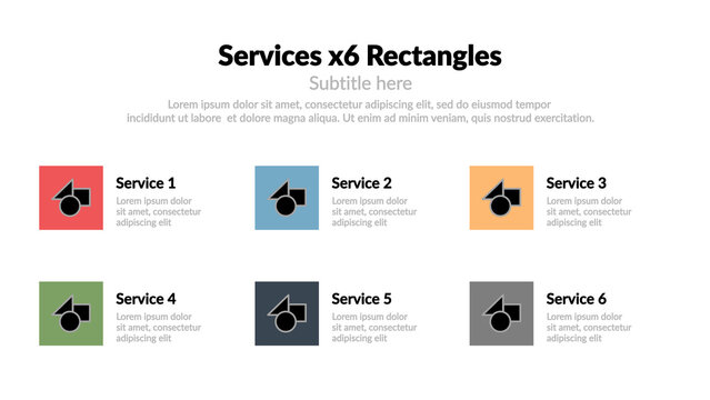 Services x6 Rectangles &ndash; Business Services Presentation, Company Offerings and Features Animation, Modern Corporate Infographic for Marketing and Promotion