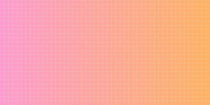 Vector pink and orange gradient with grid pattern, cute summer abstract pastel geometric background for brochures and banners