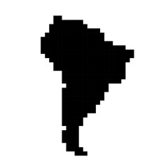 Obraz premium South America pixel map. South america continent pixelated
